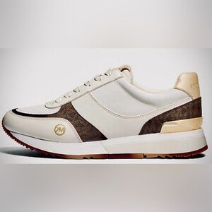 🛍️ NWT Michael Kors Cream and Brown Trainers Sneakers